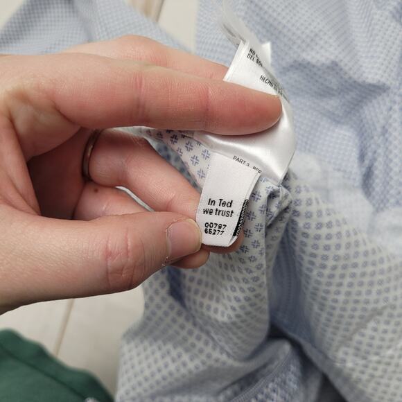 Ted Baker blue white allover print long sleeve button down shirt - Picture 6 of 7